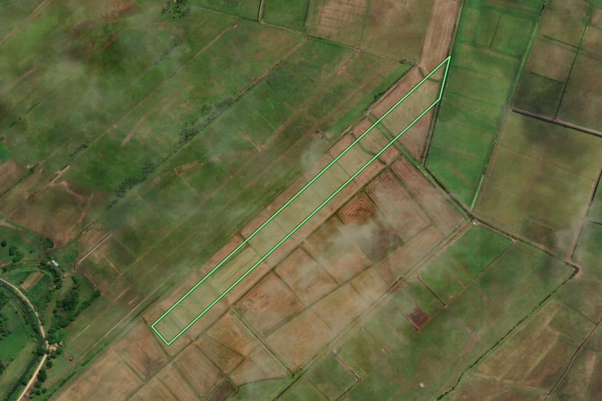 Imagem de satélite do imóvel rural em Laguna (SC), com o contorno declarado no CAR desenhado por cima.