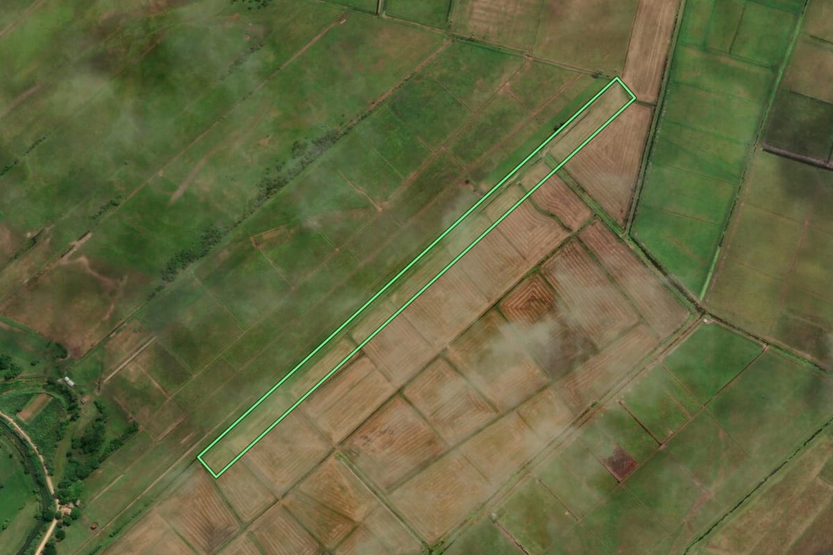 Imagem de satélite do imóvel rural em Laguna (SC), com o contorno declarado no CAR desenhado por cima.