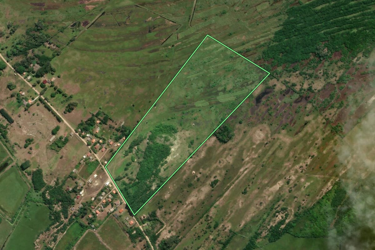 Imagem de satélite do imóvel rural em Laguna (SC), com o contorno declarado no CAR desenhado por cima.