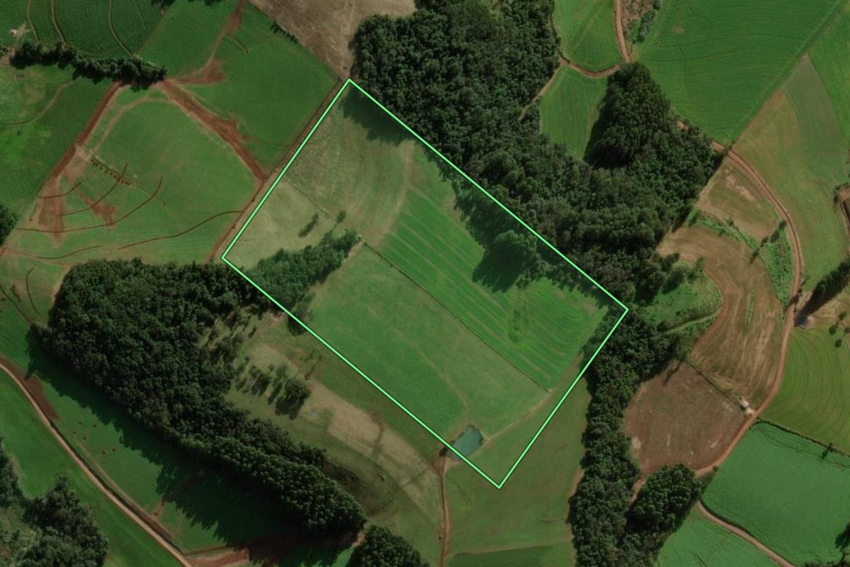 Imagem de satélite do imóvel rural em Lajeado Grande (SC), com o contorno declarado no CAR desenhado por cima.