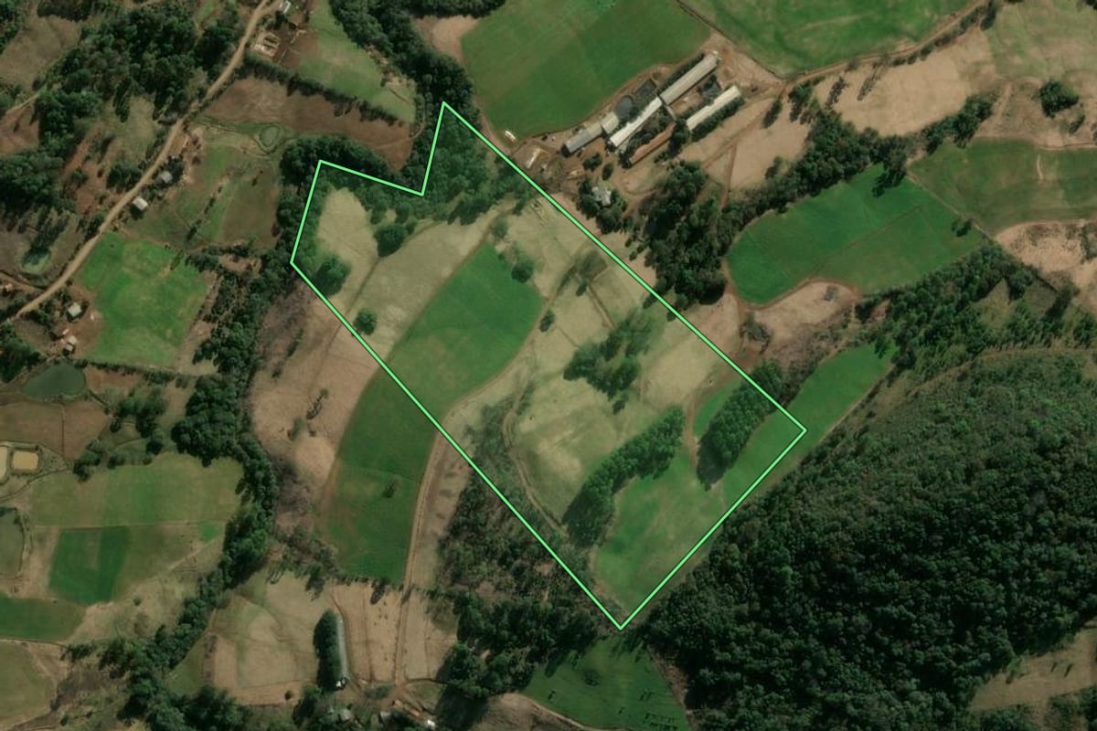 Imagem de satélite do imóvel rural em Lindóia do Sul (SC), com o contorno declarado no CAR desenhado por cima.