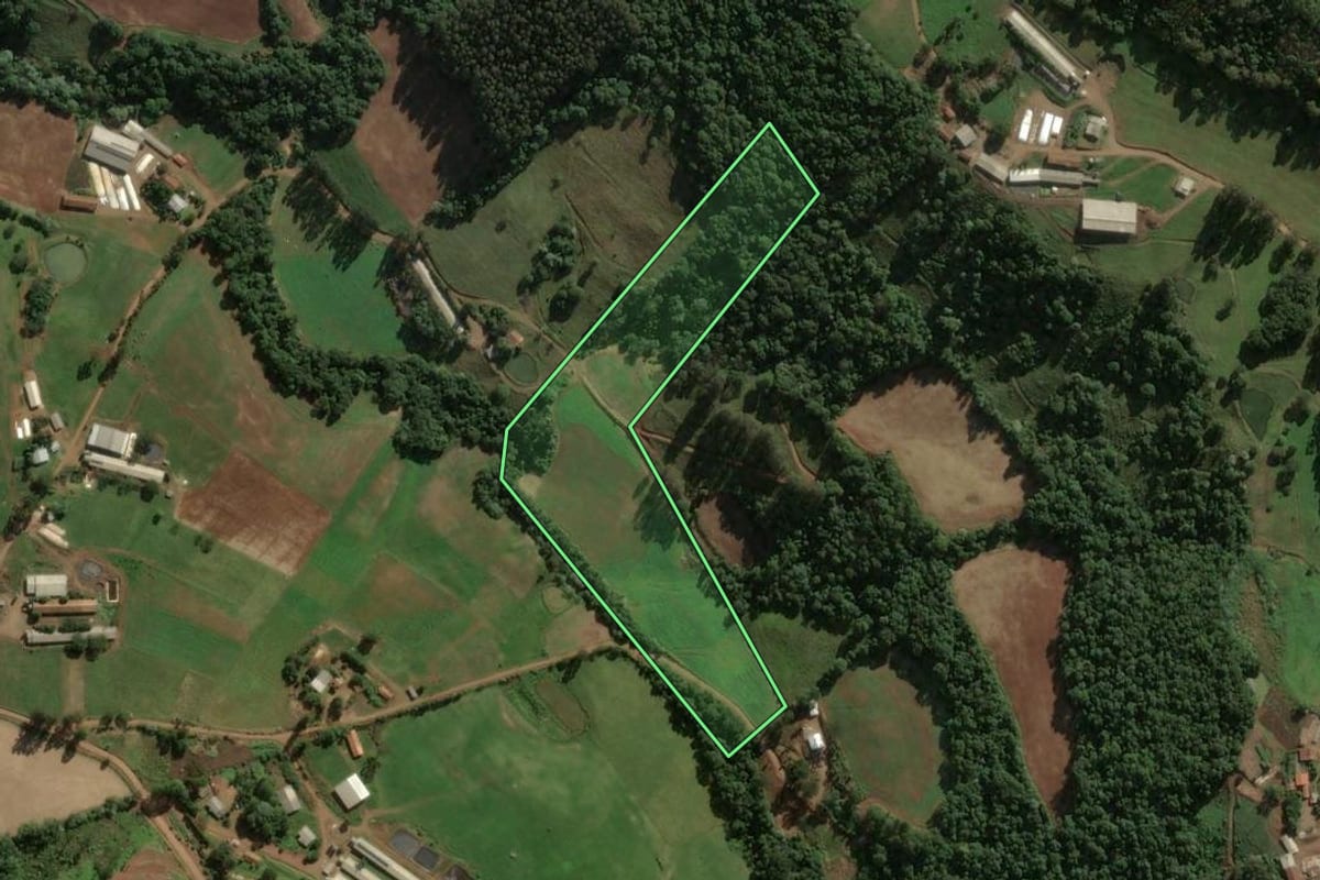 Imagem de satélite do imóvel rural em Lindóia do Sul (SC), com o contorno declarado no CAR desenhado por cima.