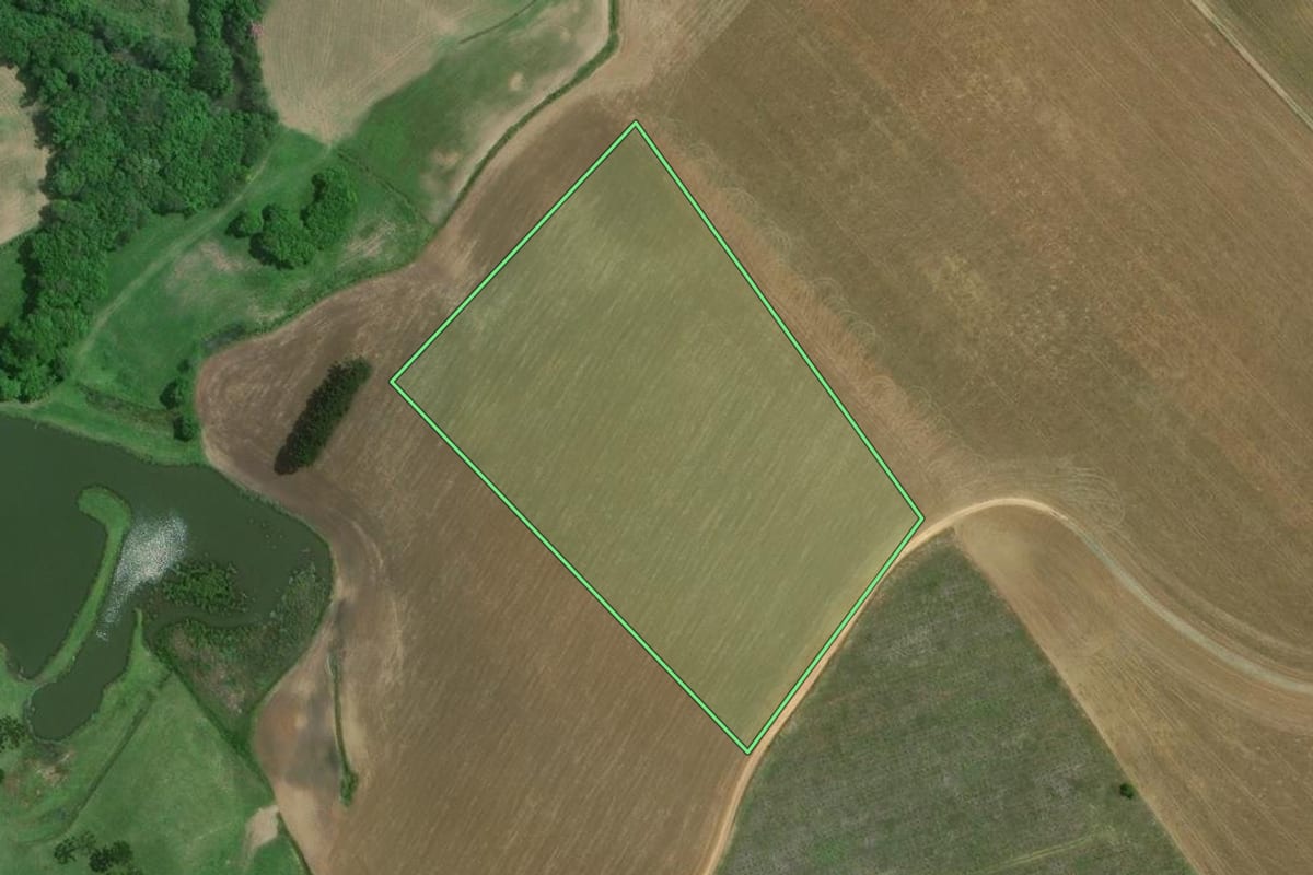 Imagem de satélite do imóvel rural em Mafra (SC), com o contorno declarado no CAR desenhado por cima.