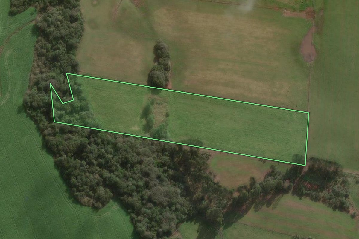 Imagem de satélite do imóvel rural em Major Vieira (SC), com o contorno declarado no CAR desenhado por cima.