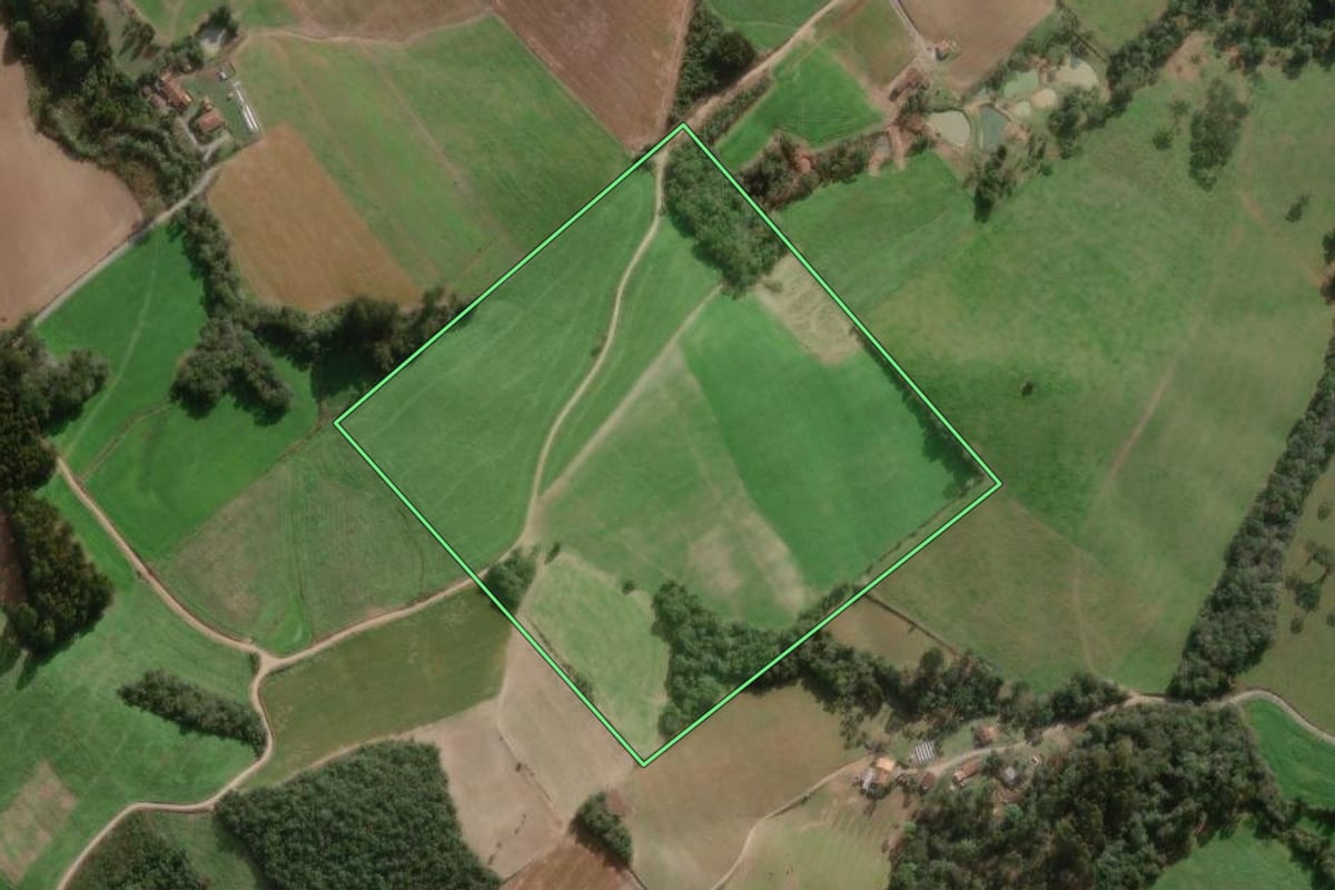 Imagem de satélite do imóvel rural em Major Vieira (SC), com o contorno declarado no CAR desenhado por cima.