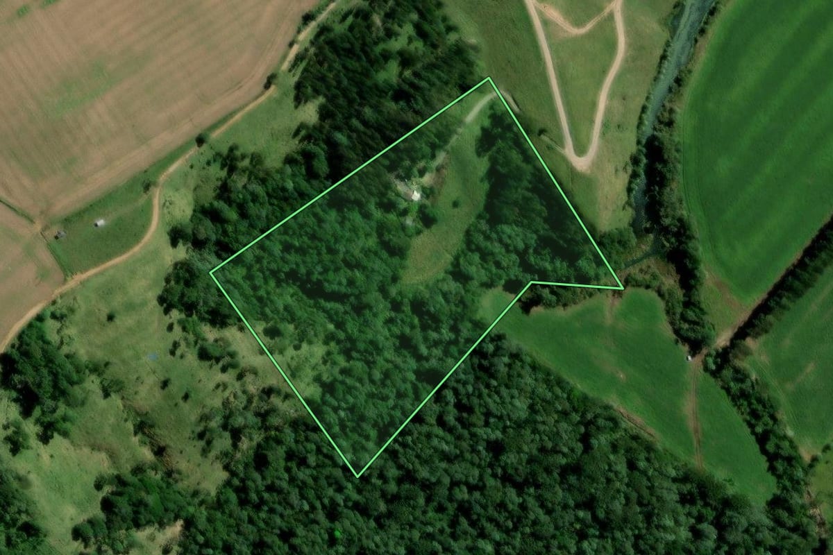 Imagem de satélite do imóvel rural em Major Vieira (SC), com o contorno declarado no CAR desenhado por cima.