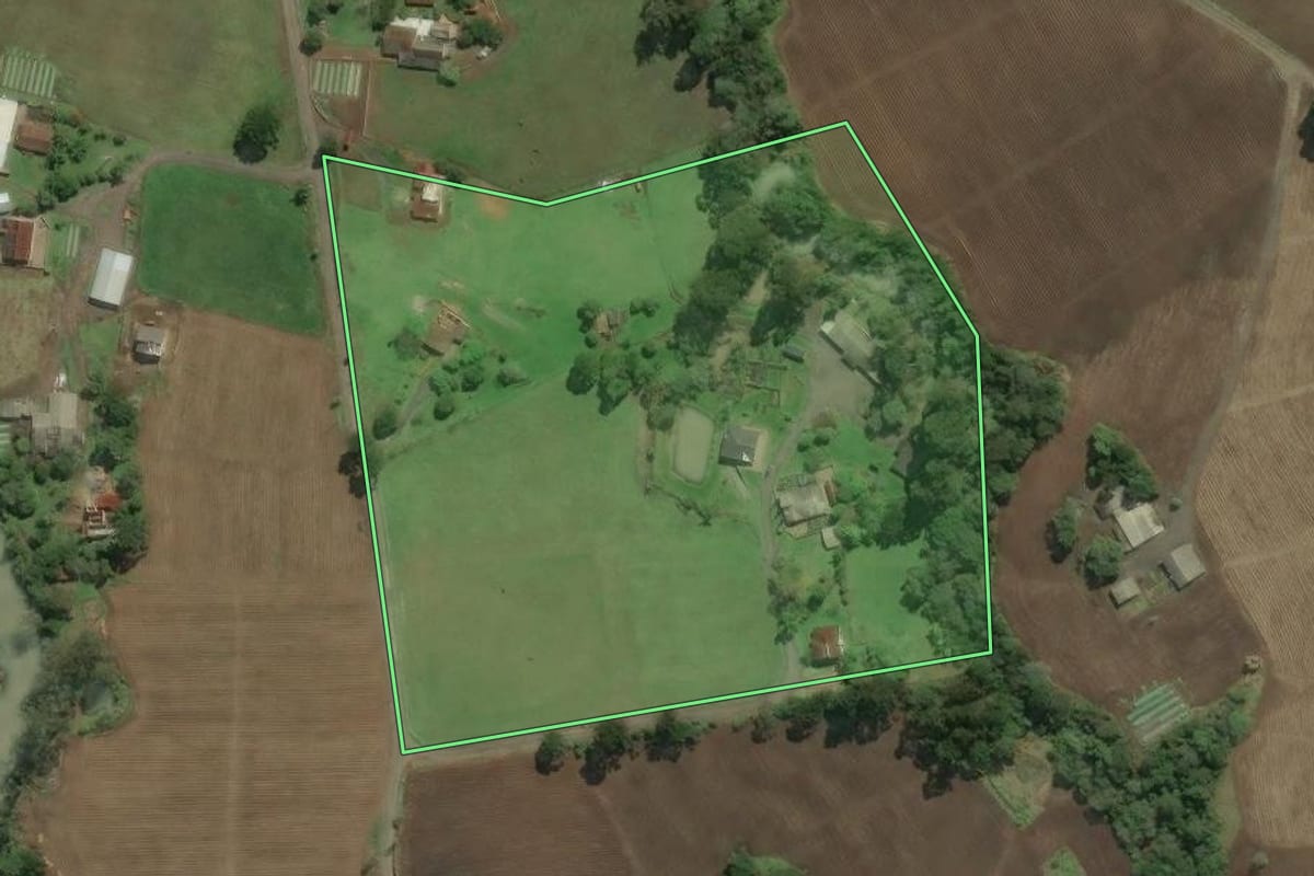Imagem de satélite do imóvel rural em Major Vieira (SC), com o contorno declarado no CAR desenhado por cima.