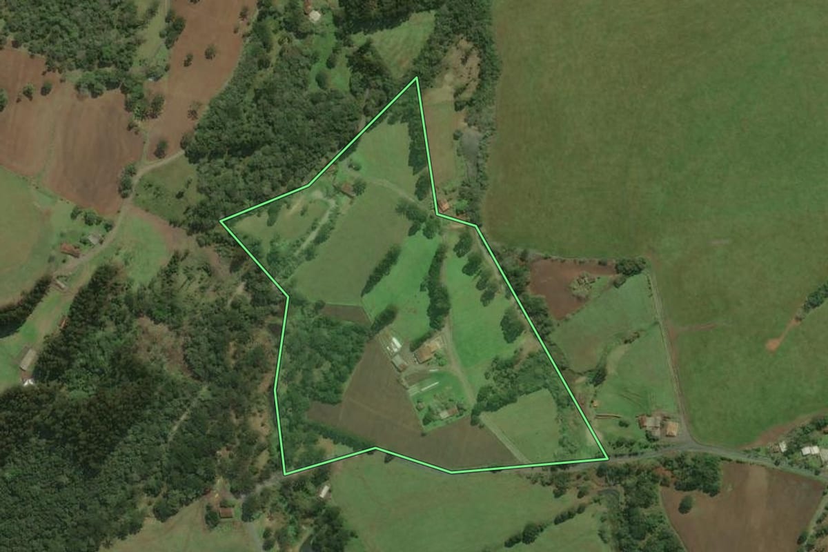Imagem de satélite do imóvel rural em Major Vieira (SC), com o contorno declarado no CAR desenhado por cima.