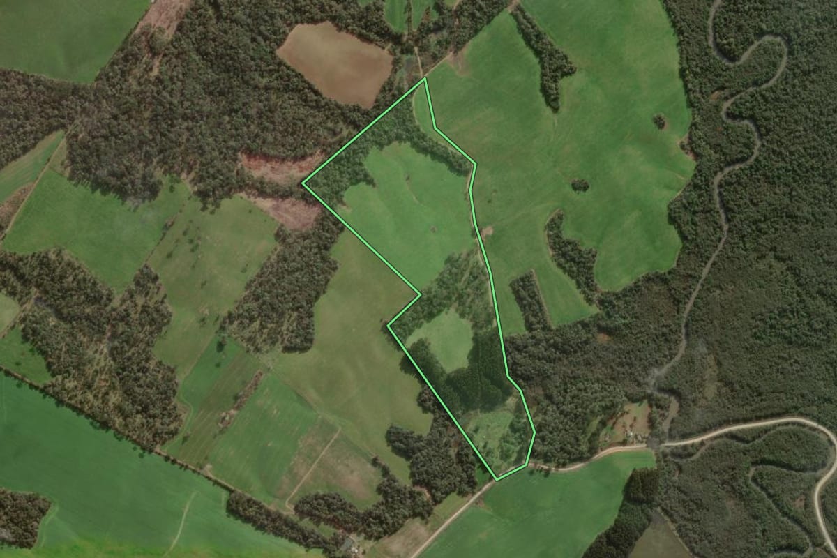 Imagem de satélite do imóvel rural em Major Vieira (SC), com o contorno declarado no CAR desenhado por cima.