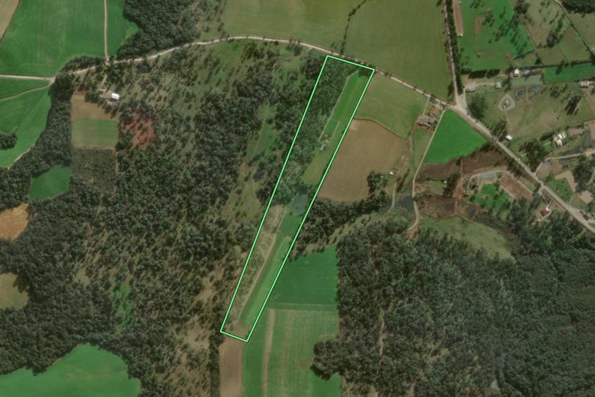 Imagem de satélite do imóvel rural em Major Vieira (SC), com o contorno declarado no CAR desenhado por cima.