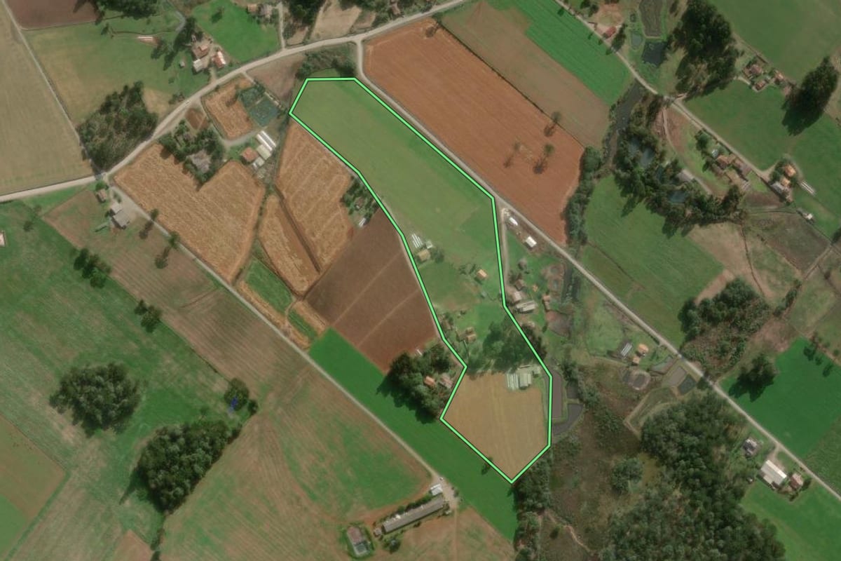 Imagem de satélite do imóvel rural em Major Vieira (SC), com o contorno declarado no CAR desenhado por cima.