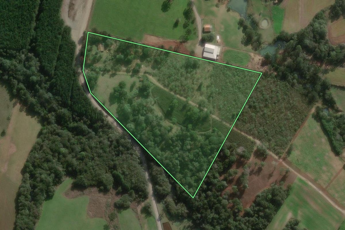 Imagem de satélite do imóvel rural em Major Vieira (SC), com o contorno declarado no CAR desenhado por cima.