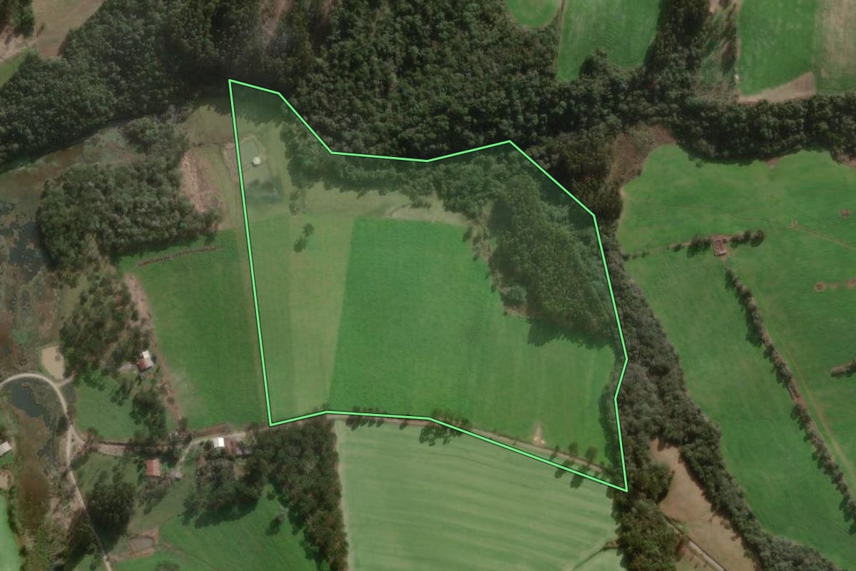 Imagem de satélite do imóvel rural em Major Vieira (SC), com o contorno declarado no CAR desenhado por cima.
