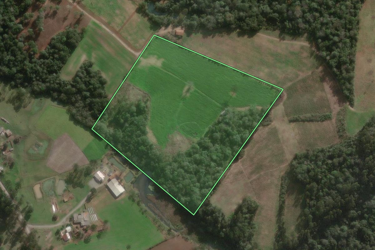 Imagem de satélite do imóvel rural em Major Vieira (SC), com o contorno declarado no CAR desenhado por cima.