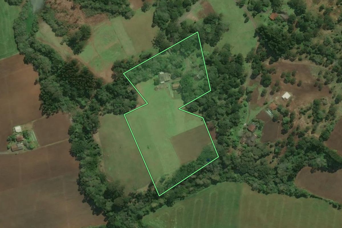 Imagem de satélite do imóvel rural em Major Vieira (SC), com o contorno declarado no CAR desenhado por cima.