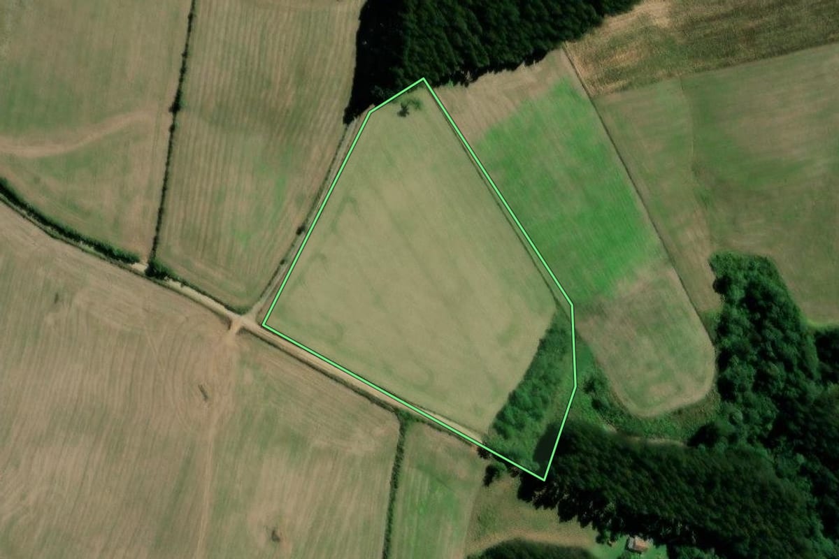 Imagem de satélite do imóvel rural em Major Vieira (SC), com o contorno declarado no CAR desenhado por cima.