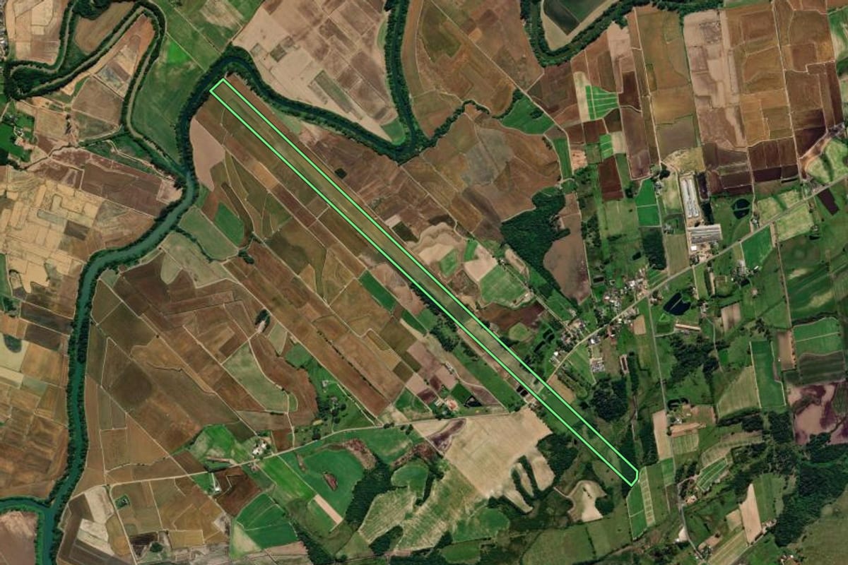 Imagem de satélite do imóvel rural em Maracajá (SC), com o contorno declarado no CAR desenhado por cima.