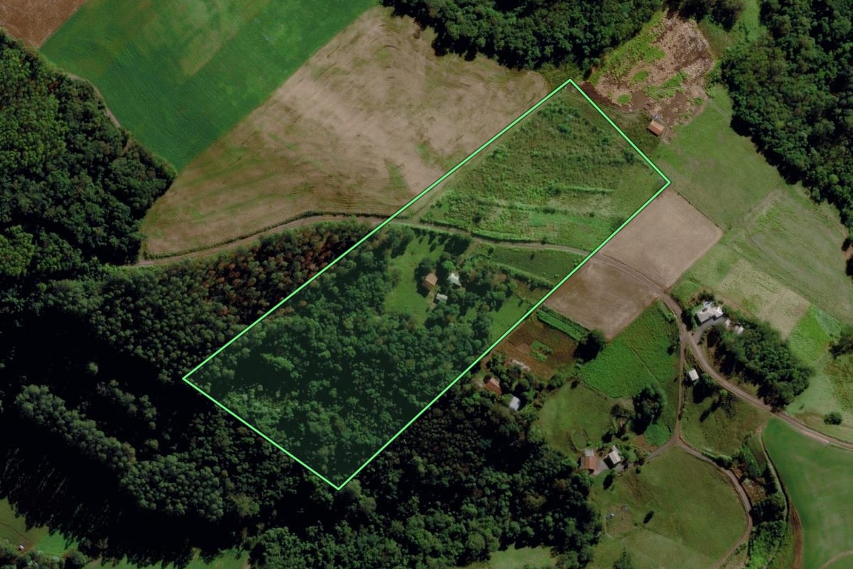 Imagem de satélite do imóvel rural em Maravilha (SC), com o contorno declarado no CAR desenhado por cima.