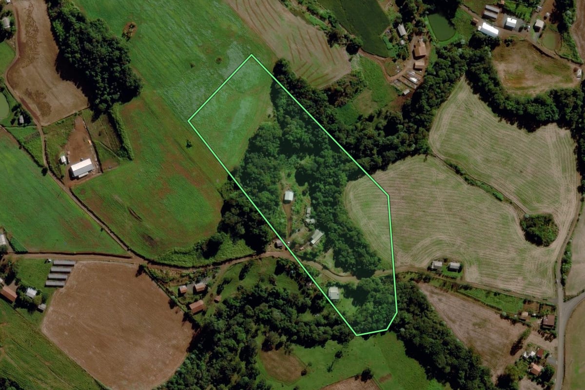 Imagem de satélite do imóvel rural em Maravilha (SC), com o contorno declarado no CAR desenhado por cima.