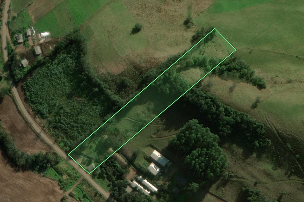 Imagem de satélite do imóvel rural em Marema (SC), com o contorno declarado no CAR desenhado por cima.