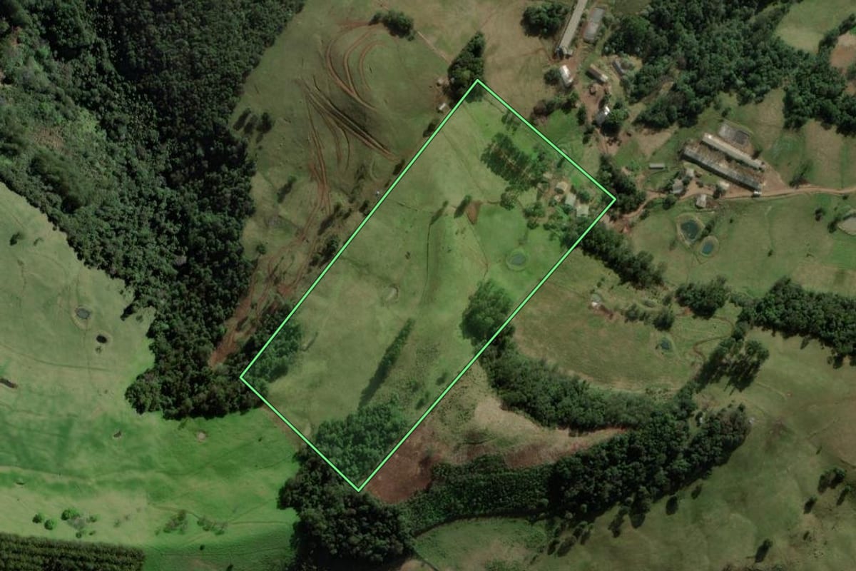 Imagem de satélite do imóvel rural em Marema (SC), com o contorno declarado no CAR desenhado por cima.