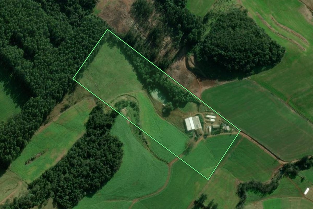 Imagem de satélite do imóvel rural em Marema (SC), com o contorno declarado no CAR desenhado por cima.