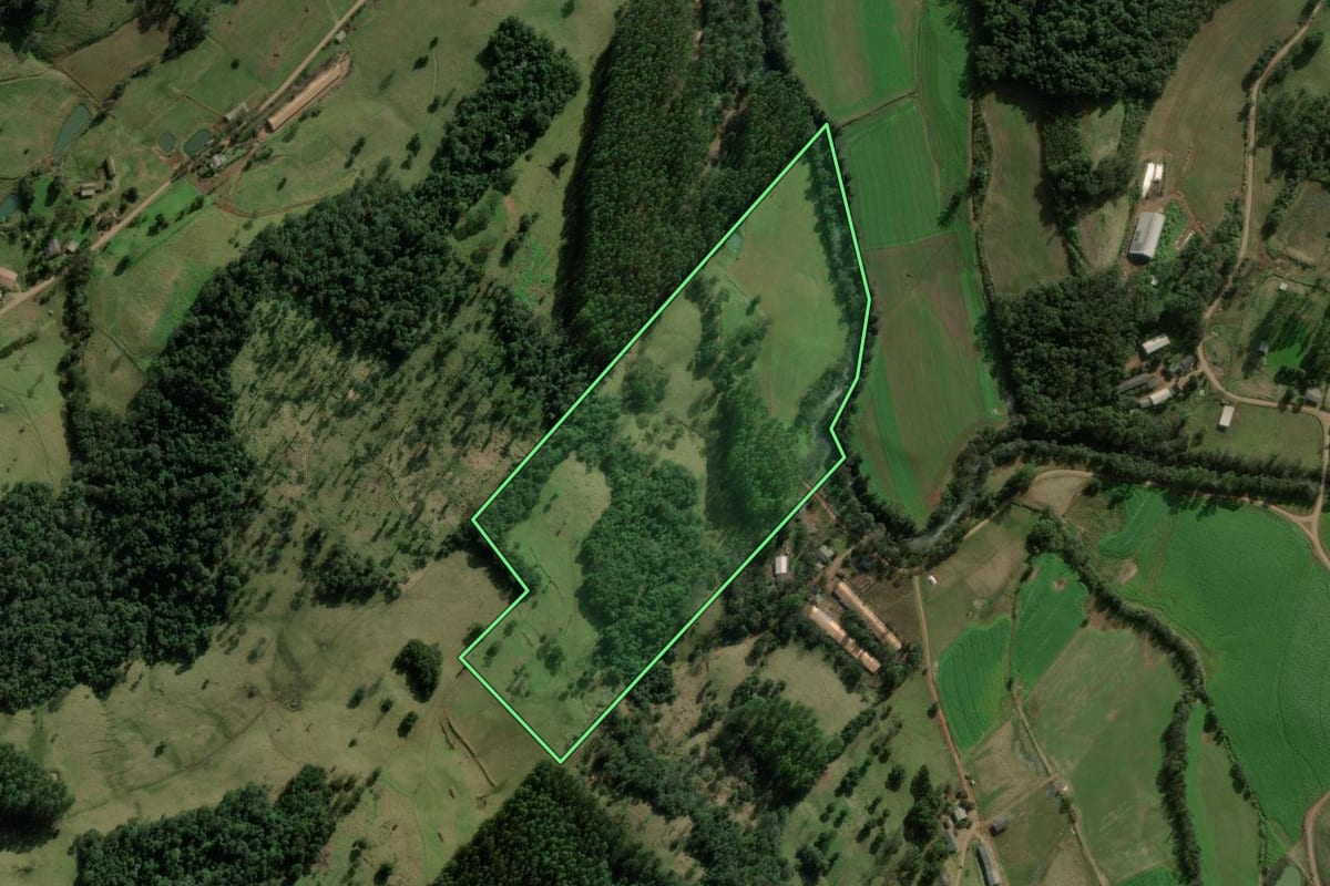 Imagem de satélite do imóvel rural em Marema (SC), com o contorno declarado no CAR desenhado por cima.