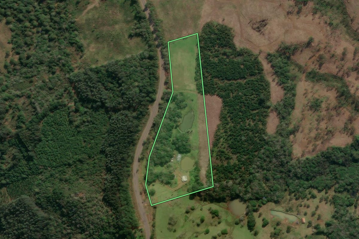 Imagem de satélite do imóvel rural em Matos Costa (SC), com o contorno declarado no CAR desenhado por cima.
