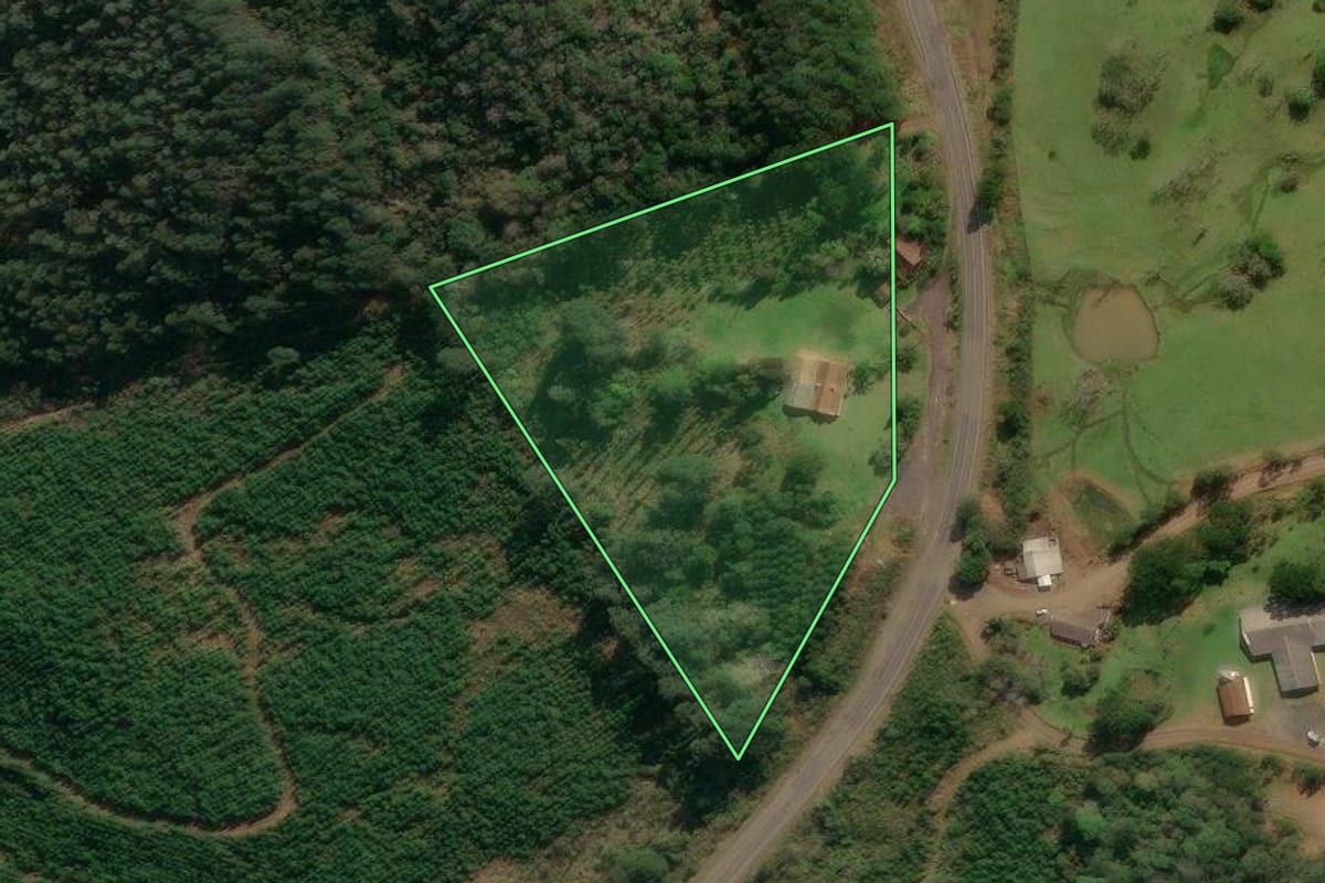 Imagem de satélite do imóvel rural em Matos Costa (SC), com o contorno declarado no CAR desenhado por cima.