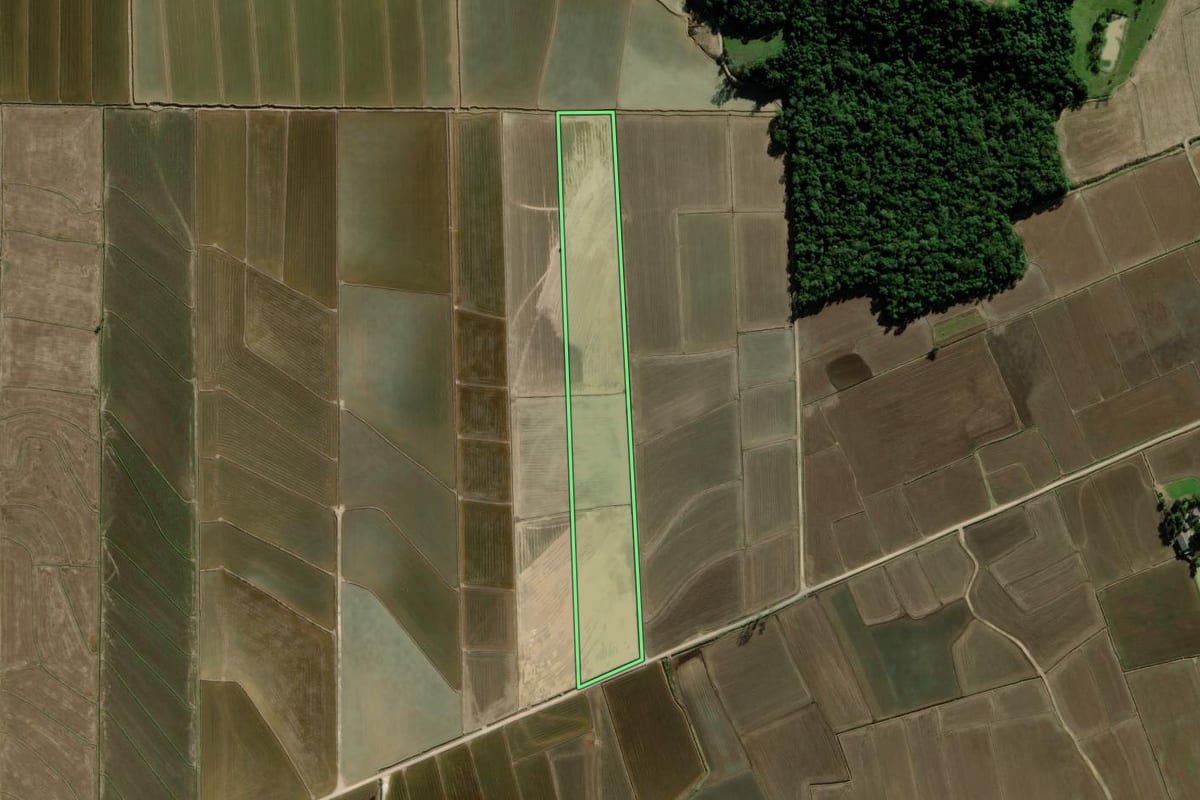 Imagem de satélite do imóvel rural em Meleiro (SC), com o contorno declarado no CAR desenhado por cima.