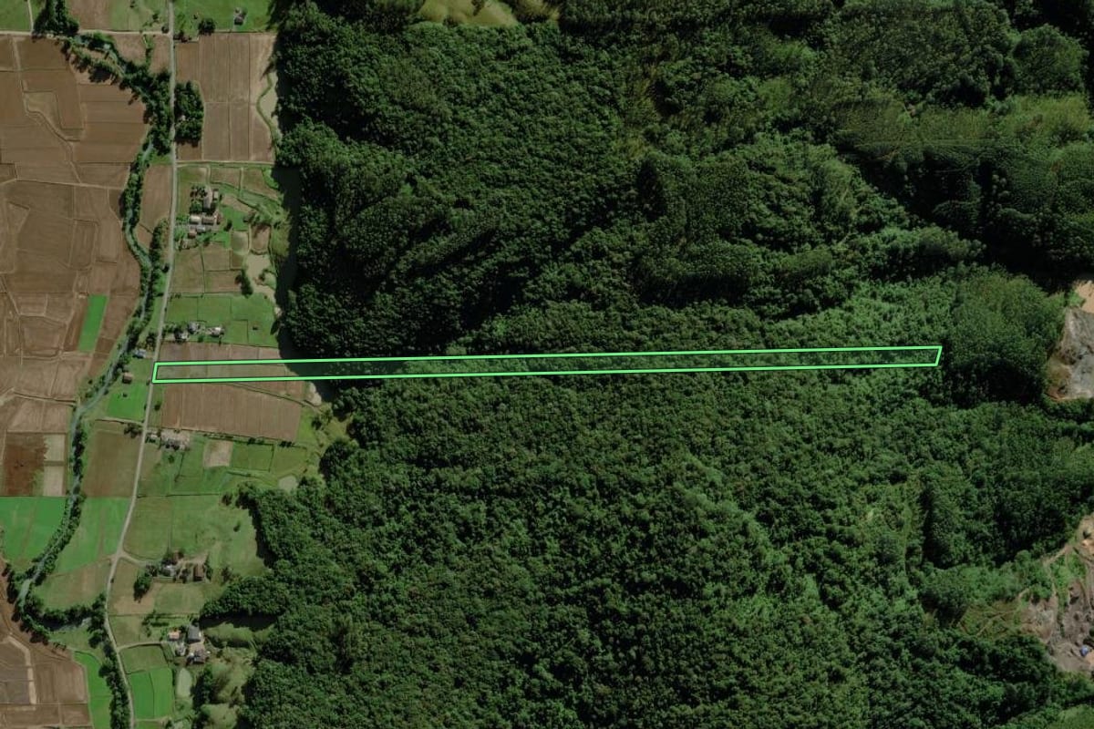 Imagem de satélite do imóvel rural em Meleiro (SC), com o contorno declarado no CAR desenhado por cima.