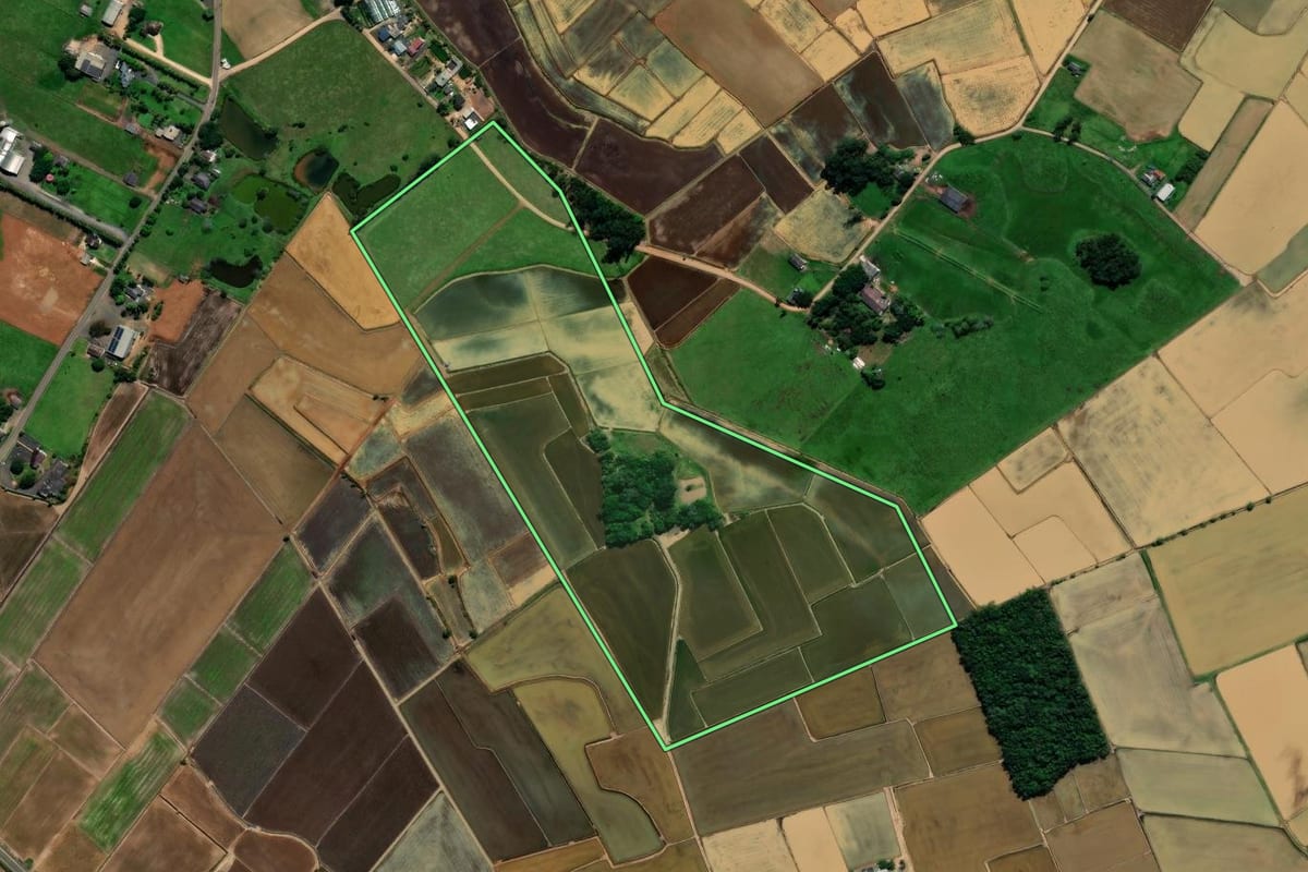 Imagem de satélite do imóvel rural em Meleiro (SC), com o contorno declarado no CAR desenhado por cima.