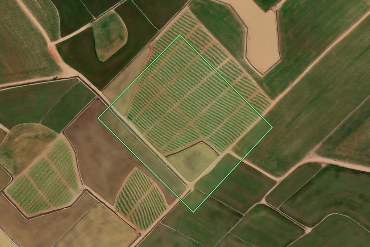 Imagem de satélite do imóvel rural em Meleiro (SC), com o contorno declarado no CAR desenhado por cima.