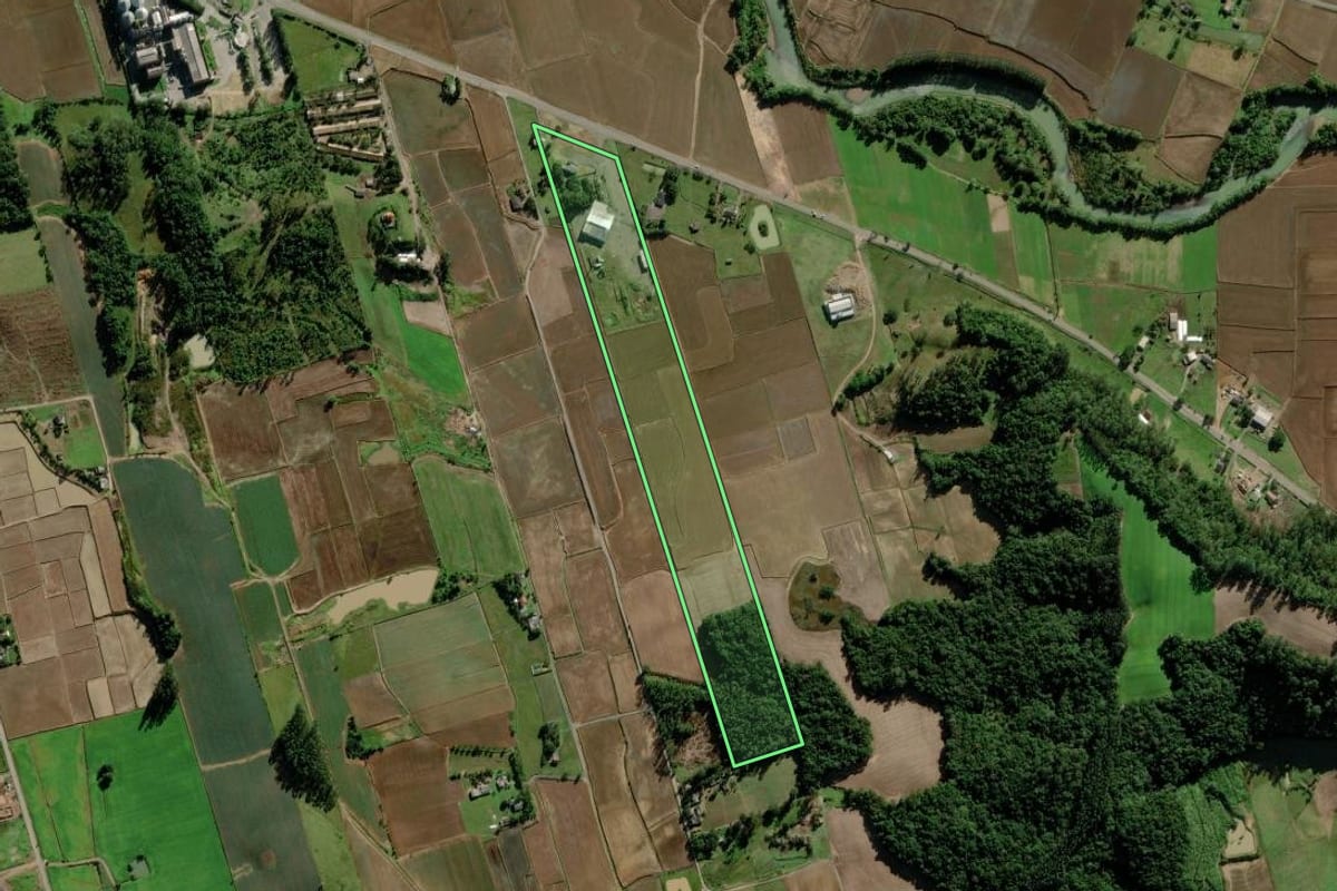 Imagem de satélite do imóvel rural em Meleiro (SC), com o contorno declarado no CAR desenhado por cima.