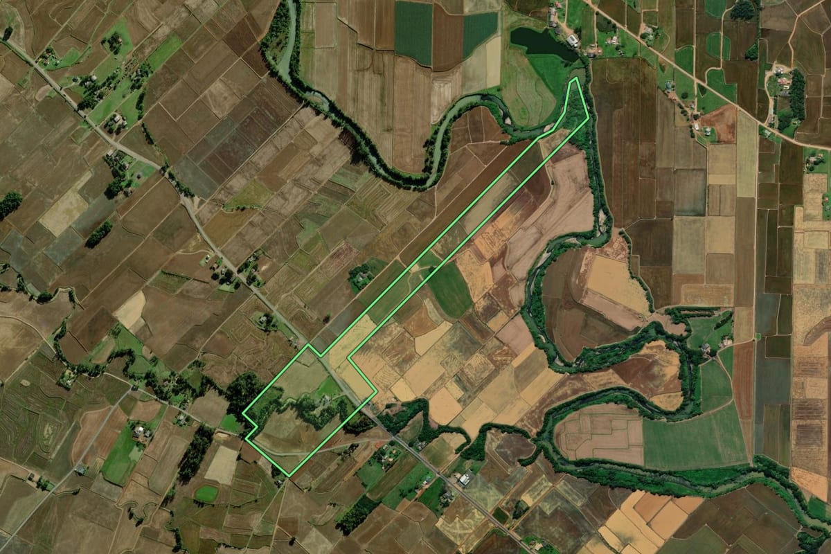 Imagem de satélite do imóvel rural em Meleiro (SC), com o contorno declarado no CAR desenhado por cima.