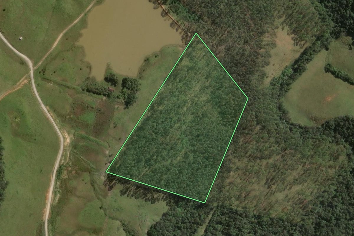 Imagem de satélite do imóvel rural em Mirim Doce (SC), com o contorno declarado no CAR desenhado por cima.