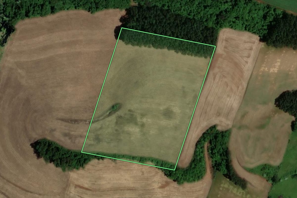 Imagem de satélite do imóvel rural em Modelo (SC), com o contorno declarado no CAR desenhado por cima.