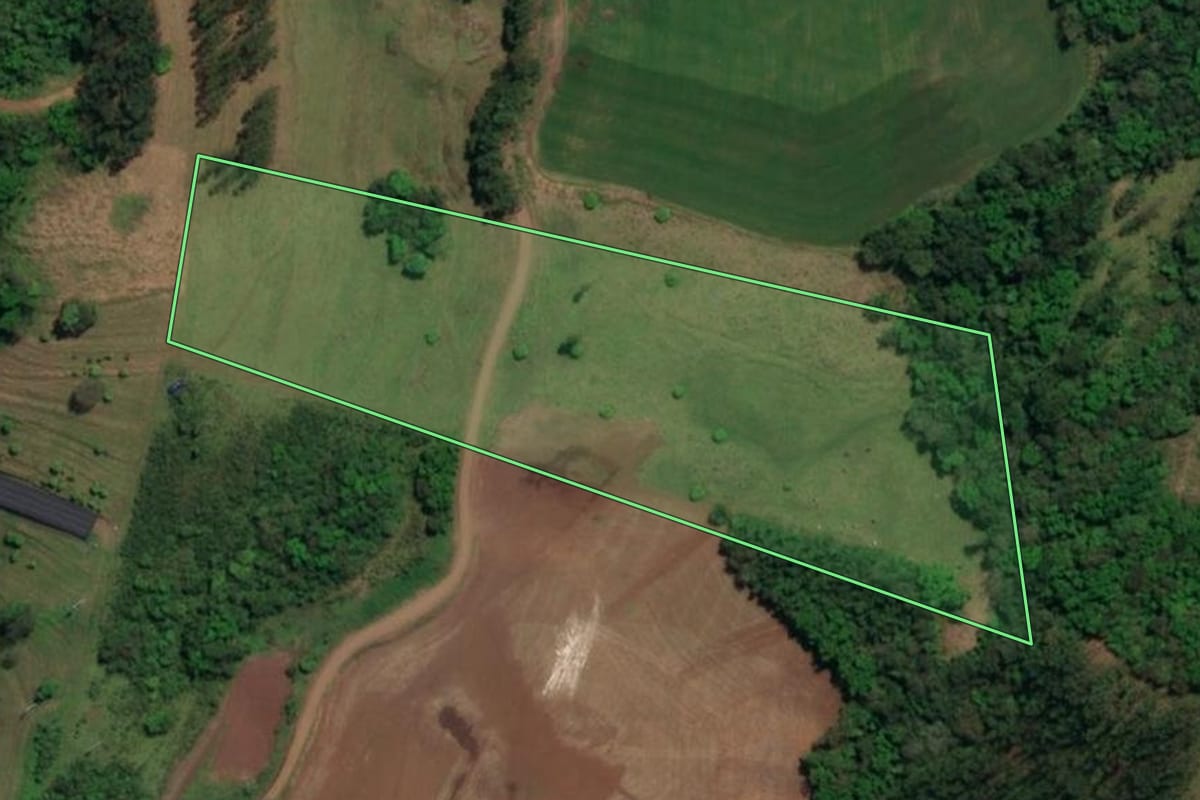 Imagem de satélite do imóvel rural em Mondaí (SC), com o contorno declarado no CAR desenhado por cima.
