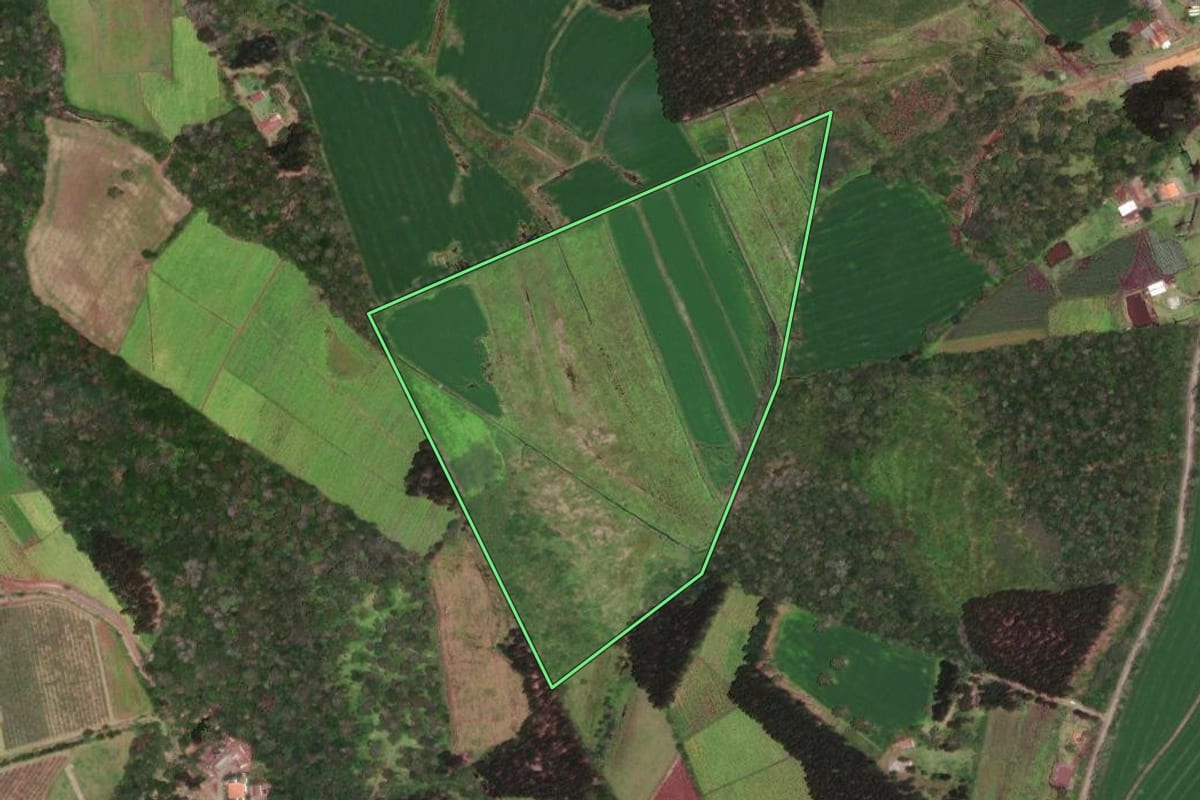 Imagem de satélite do imóvel rural em Monte Castelo (SC), com o contorno declarado no CAR desenhado por cima.
