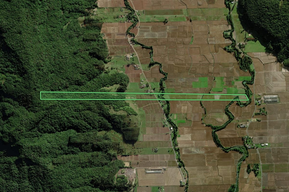 Imagem de satélite do imóvel rural em Morro Grande (SC), com o contorno declarado no CAR desenhado por cima.