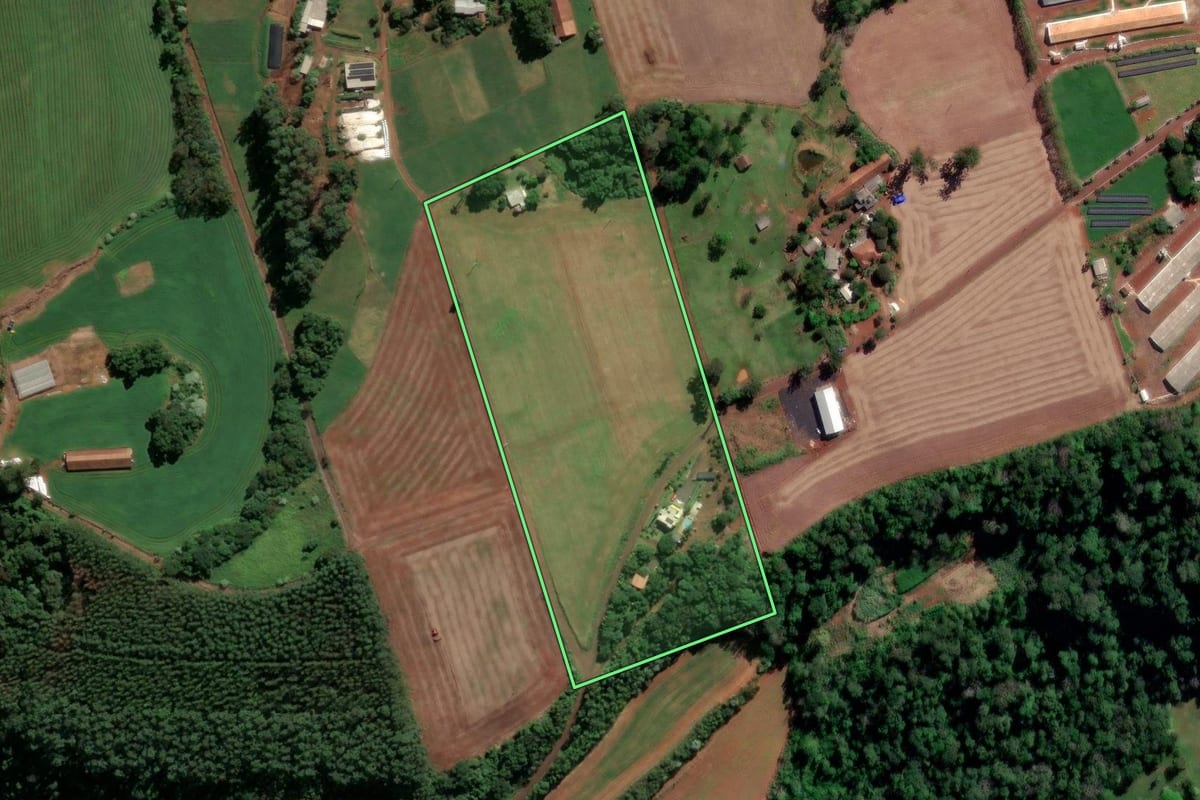 Imagem de satélite do imóvel rural em Nova Erechim (SC), com o contorno declarado no CAR desenhado por cima.