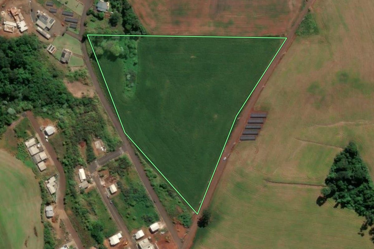 Imagem de satélite do imóvel rural em Nova Erechim (SC), com o contorno declarado no CAR desenhado por cima.