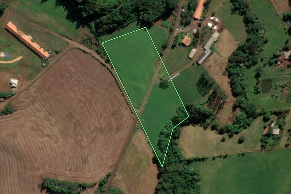Imagem de satélite do imóvel rural em Nova Erechim (SC), com o contorno declarado no CAR desenhado por cima.