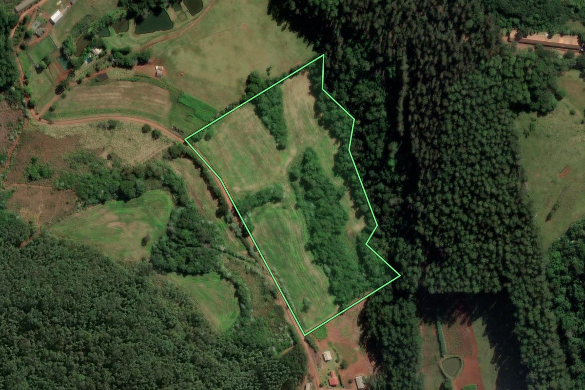 Imagem de satélite do imóvel rural em Nova Itaberaba (SC), com o contorno declarado no CAR desenhado por cima.