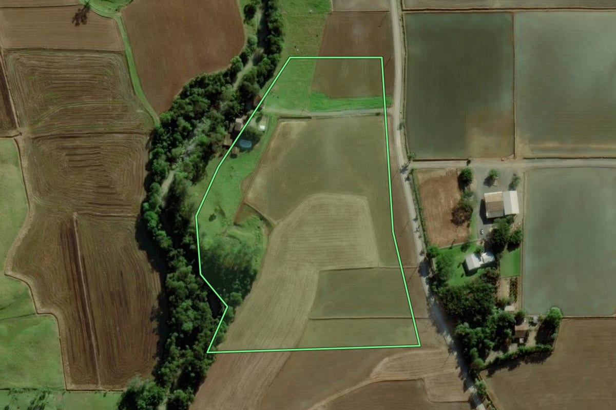 Imagem de satélite do imóvel rural em Nova Veneza (SC), com o contorno declarado no CAR desenhado por cima.