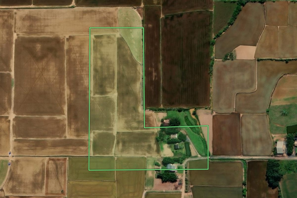 Imagem de satélite do imóvel rural em Nova Veneza (SC), com o contorno declarado no CAR desenhado por cima.