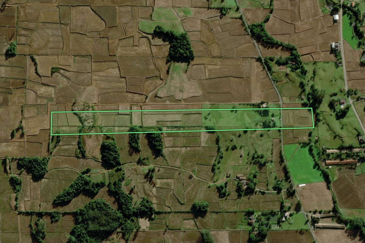 Imagem de satélite do imóvel rural em Nova Veneza (SC), com o contorno declarado no CAR desenhado por cima.