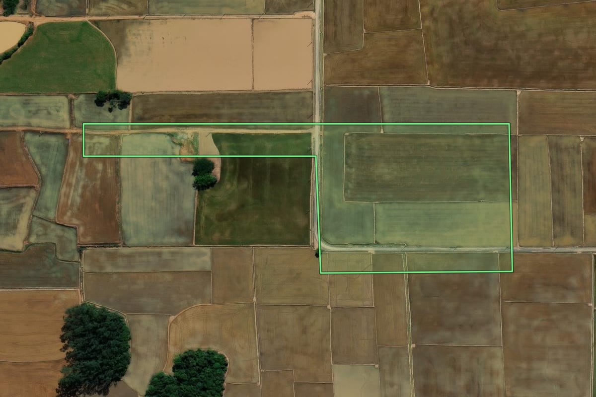 Imagem de satélite do imóvel rural em Nova Veneza (SC), com o contorno declarado no CAR desenhado por cima.