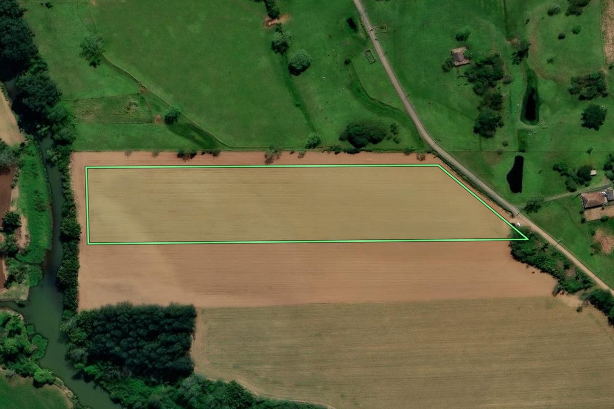 Imagem de satélite do imóvel rural em Nova Veneza (SC), com o contorno declarado no CAR desenhado por cima.