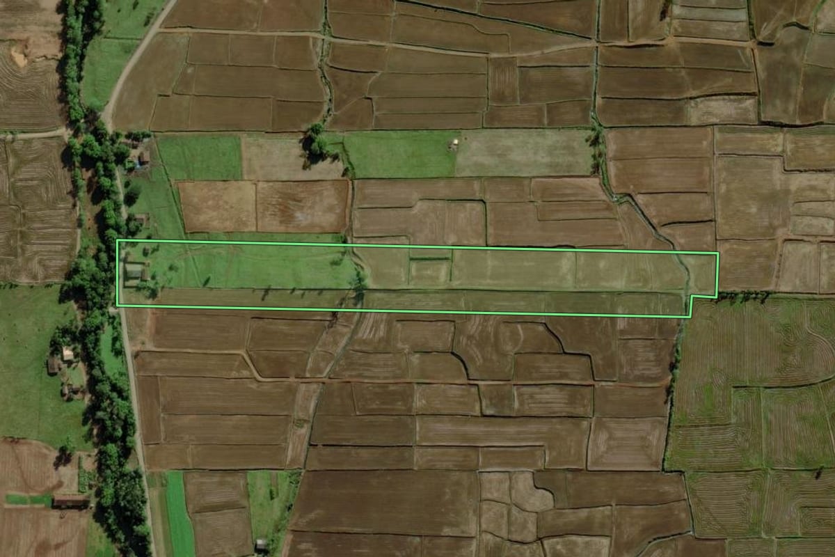 Imagem de satélite do imóvel rural em Nova Veneza (SC), com o contorno declarado no CAR desenhado por cima.
